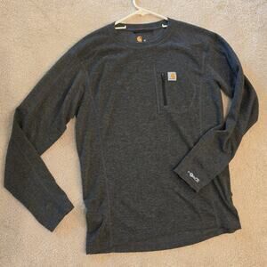 Carhartt Loose Fit Grey Long Sleeve Men's Size Medium Zip Front Pocket